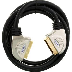 Q-LINK scart-kabel 21-polig 3 meter lang | ZWART