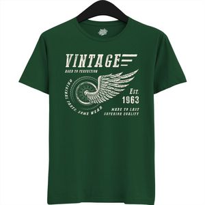 A Vintage Motorcycle Addict Est 1963 | Retro Verjaardag Motor Cadeau Shirt - T-Shirt - Unisex - Bottle Green - Maat L