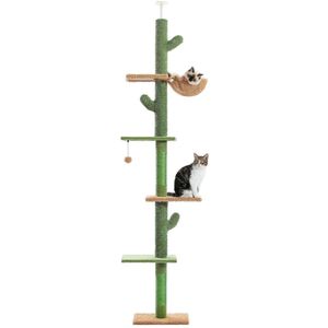 Krabpaal - Katten Krabpaal - Kattentoren - Krabpaal Toren - 5 Laags - Met Hangmat - Met Speeltje - Cactus - Groen