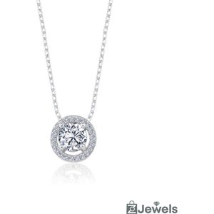 OZ Jewels Zilveren Ketting met 0.75 Karaat Diamant Rond - Accessoires - Liefdessieraden - - Damesketting - Valentijnsdag - Cadeau - Moederdag - Ketting Meisje - Sieraden Dames