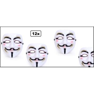 12x Masker Vendetta wit Halloween| film| themafeest |movie |griezel| vendetta |Guy| V |creepy
