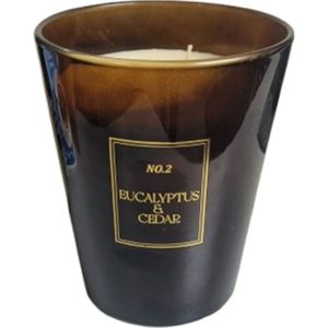 Grote Design kaars geurkaars XL - Eucalyptus & Cedar - No. 2 - Bruin / Brons - 50 Branduren