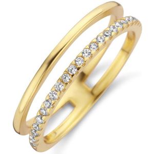 New Bling Zilveren Ring 9NB 0392 52 - Maat 52 - Zirkonia - Goudkleurig