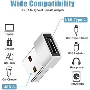 Selbro ® USB C naar USB Adapter 3 Pack, USB C Vrouw naar USB A Mannelijk Adapter, USB Type C Vrouw naar USB OTG Connector voor MacBook Pro, iPhone, Laptops, Power Banks, Galaxy, Zilver
