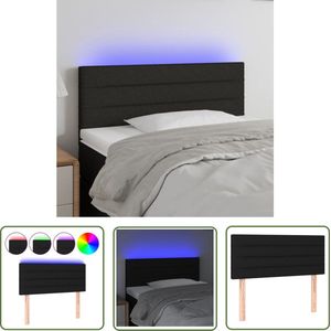 The Living Store Hoofdbord LED 80x5x78/88 cm stof zwart - Hoofdboard - Led Hoofdbord - Hoofdbord Met Led - Zwarte Hoofdbord - Beddecoratie