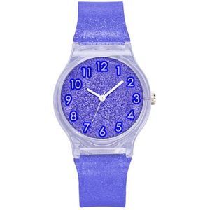 Glitter horloge - donkerblauw - kinderen/ tieners - 33 mm - I-deLuxe verpakking