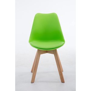 Leren vergaderstoel Egbert - Groen hout - Zonder armleuning - Bezoekersstoel - Kantinestoel - Wachtkamerstoel - Eetkamerstoel - 47cm