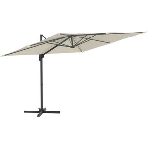 vidaXL - Zweefparasol - met - aluminium - paal - 300x300 - cm - zandwit - Zweefparasol - Zweefparasols - Tuin Parasol - Tuinparasol