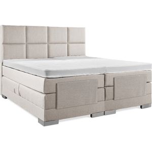 Soft bedden Elektrische Boxspring - 200x210 - Incl. 8 vlaks hoofdbord - Beige met plint