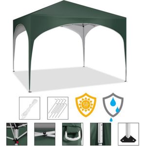 Velox Waterdichte Partytent 3x3 meter opvouwbaar - Paviljoen - Easy up - Pop-up Tent met haringen, touw en anti slip poten - Waterdicht - Partytenten Weerbestendig – Met Opbergtas