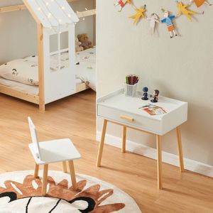Kindertafel met kinderstoel Skjervøy naturel en wit [en.casa]