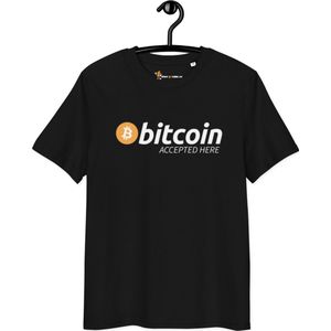 Bitcoin T-shirt - Bitcoin Accepted Here - Unisex - 100% Biologisch Katoen - Zwart - Maat 2XL | Bitcoin cadeau| Crypto cadeau| Bitcoin T-shirt| Crypto T-shirt| Crypto Shirt| Bitcoin Shirt| Bitcoin Merch| Crypto Merch| Bitcoin Kleding