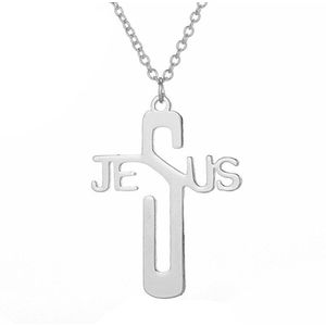 Fako Bijoux® - Ketting Met Kruisje Jesus - Stainless Steel - RVS - Staal - Zilverkleurig