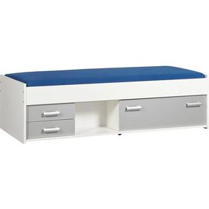 Bedframe 90X200 cm Incl Laden + 1 Klep Aluminium - Wit - Effen