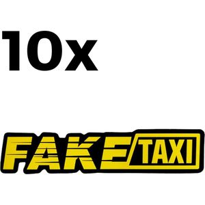 10 Stuks - Auto Sticker Fake Taxi - Zwart Geel - Zelfklevende Sticker Grappig - Faketaxi Sticker voor Alle Automerken / Universeel