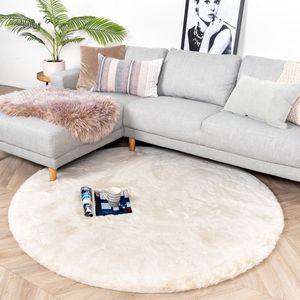 vloerkleed fluffy 200cm rond creme