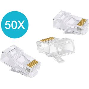 By Qubix 50 x RJ45 CAT5e - CAT6 Connector - Kabel aansluiting - UTP stekker