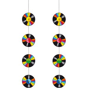 Feestartikelen en versieringen - seventies/eighties hangende slingers - disco thema - 2x stuks - 1 meter