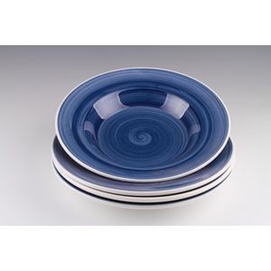 Dudson - Brasserie - CADEAU tip - Handbeschilderd - Uniek - Diep Pastabord - 24cm - Donker Blauw - Set á 4 stuks