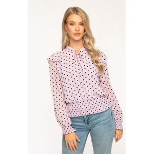 Floritzi - Blouse - Paars - Zwarte stippen - Maat M