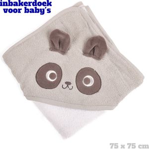 LCW Pandaborduurwerk Gedetailleerde Baby Boy Handdoek, babyjongen , Baby Katoenen Inbakeren Badstof Handdoek 75x75 cm