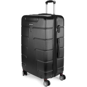 BRUBAKER Reiskoffer Miami - Uitbreidbare Hardcase Trolley Koffer met Cijferslot, 4 Wielen en Comfortabele Handgrepen - ABS Koffer 49 x 76,5 x 32 cm - Hardschalige Koffer (XL - Zwart)