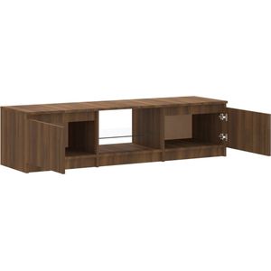 The Living Store TV-meubel - LED-verlichting - 140 x 40 x 35.5 cm - Bruineiken hout - Trendy design