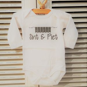 Romper Sinterklaas - Wit - Maat 62/68 Baby Tekst kleding babypakje cadeau kraamcadeau geboorte