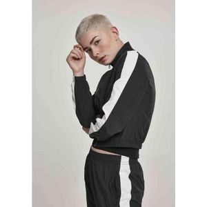 Urban Classics - Short Striped Crinkle Trainings jacket - XS - Zwart/Wit
