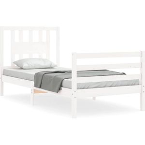 vidaXL Bedframe - Wit - Massief Grenenhout - 90x200 cm Massief Hout Bed Frame - Grenenhouten Bed - Wit Bed - Tweepersoons Bed - Enkel Bed - Slaapcomfort - Bedroom Furniture