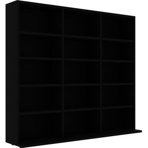 vidaXL Cd-kast - Zwart - 15 vakken - 102x23x89,5 cm