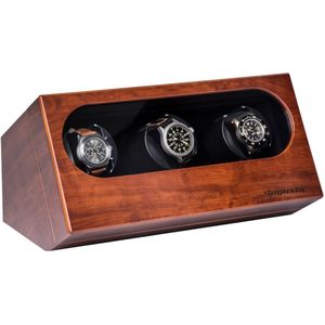 Watchwinder - Augusta - Automatisch horloge opwinden - Doos - Box - Opbergbox horloge - Werkt op lichtnet – 3 horloges - Bruin