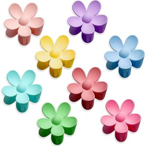 8 Kleurrijke Haarklemmen in Bloemen Design - Grote Haarspelden voor Dames