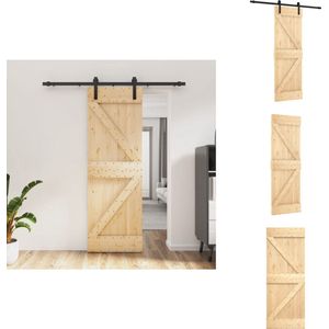 vidaXL Schuifdeur - Schuifdeuren - Binnendeur - Binnenschuifdeur - Schuifdeur met beslag 70x210 cm massief grenenhout
