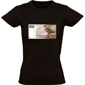 Briefje van 100 Gulden Dames T-shirt | geld | biljet | briefgeld | honderd | snip | munt