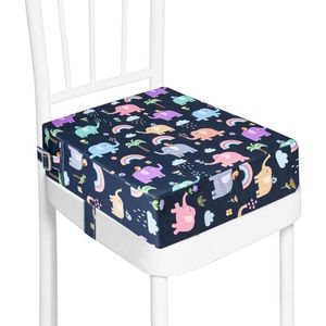 Dutchers® Stoelverhoger voor Kinderen – 8cm Verhoogkussen met Dierenprint – Zitverhoger voor Eettafel & Eetkamerstoel – Peuter Stoelverhoger – Stoelkussen waterdicht - Lichtgewicht & Veilig met Riemen - Olifanten