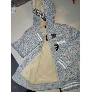 Warme vest met wol voor kinderen - strepen - licht grijs - 10 jaar