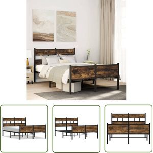 vidaXL Houten Bed Frame - Robuust Bed Frame - Bedframe zonder matras hout gerookt eikenkleurig 120x200 cm - Bed Frame Met Opbergruimte - Boxspring Bed Frame - Tweepersoons Bed Frame
