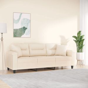 vidaXL Driezitsbank - 180 cm - Microvezelstof - Beige 3 Zits Bank - Microfiber Bank - Banksofa - Lounge Bank - Woonkamer Meubilair