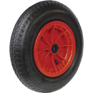 Benson Kruiwagenwiel met Band Groot - Velg Rood met Naaldlager 4.80/4.00 - 8 - 400 x 100 mm