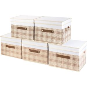 Inovra ® Stijlvolle Opvouwbare Opbergdozen met Deksel in Patchwork-Design voor Efficiënte Organisatie
