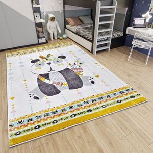 Flycarpets Adventures Kinderkleed vloerkleed - Panda - Crème - 120x170 cm