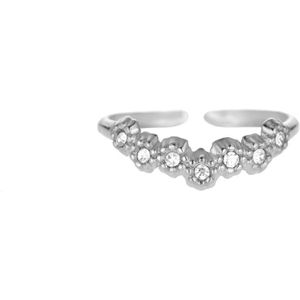 Bijoutheek Ring (Sieraad) Daisy Strass Stenen Crystal (One Size) Zilver