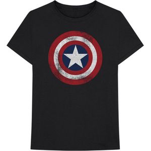 Captain America - Cracked Shield Mannen T-Shirt - Blauw - L