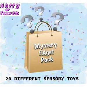 Happy Trendz® Fidget Sensory Toys Deluxe Zilver Bagg 20 PCS Mystery pakket - in Luxe Cadeau Tas  - Set van 20 stuks Verschillende FidgetToys - Mood Octopus - wacky - mochi - spinner - gift -top cadeau - feestdagen - musthave - advent - aftellen