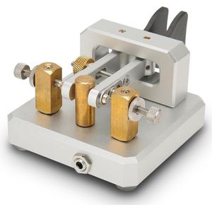Draagbare Mini CW Sleutel - Automatische Morse Code Kortegolf Dubbele Paddle Sleutel - Camping Indoor CW Morse Telegraaf Sleutel - Zilver .