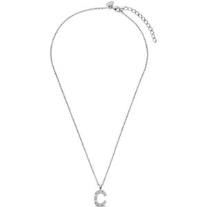 New Bling - 9NB-1455-C - zilveren ketting met letter C - zirkonia steentjes - 925 sterling silver - rhodium plated
