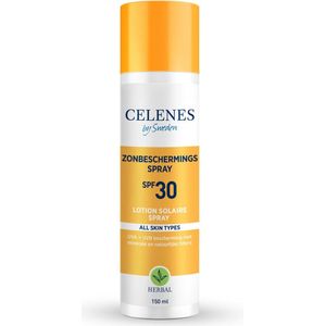 Celenes by Sweden Organic Herbal Sunscreen Spray SPF30 - Zonnebrandcrème - 150ml - Organic Zonnespray - Zonnebescherming - Waterbestendig, Voor Alle Huidtypes, Zonder Paraben of Alcohol, Vegan - PA++++