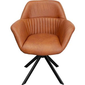 Calvin Kare Design - Draaistoel - Leren - Zwart - Stalen Onderstel