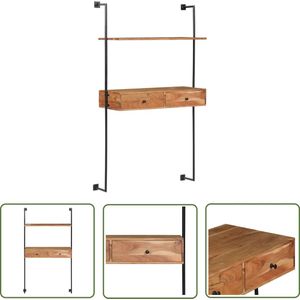 The Living Store Wandbureau 90x40x170 cm massief acaciahout - Wandbureau - Bureaus - Massief Acaciahout - Home Office - Werkblad